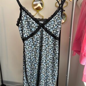 Black Floral Lace Slip Dress